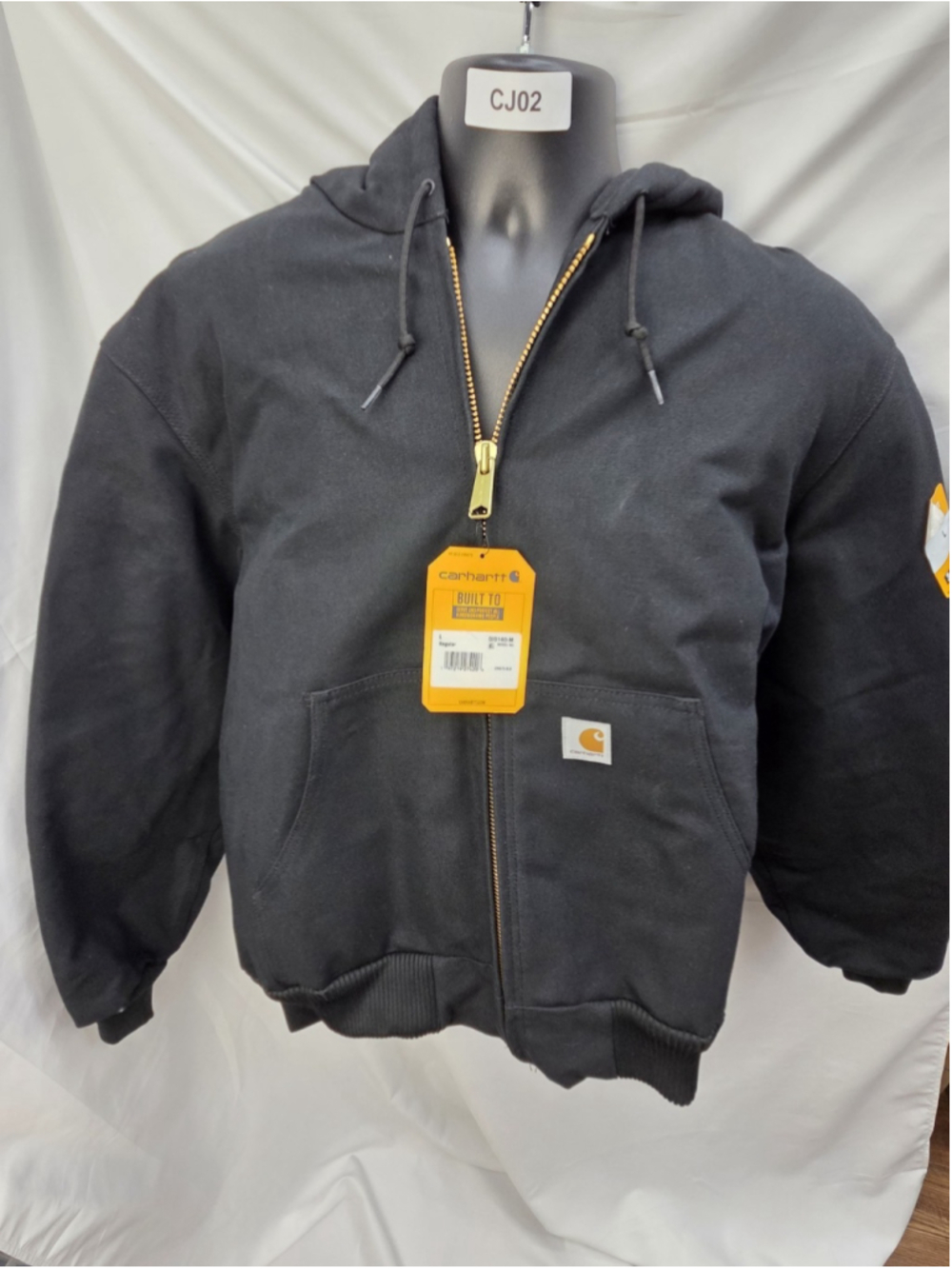 Carhartt J140 Black Firm Duck Insulated Active Jacket Large Loose Fit NWT CJ02